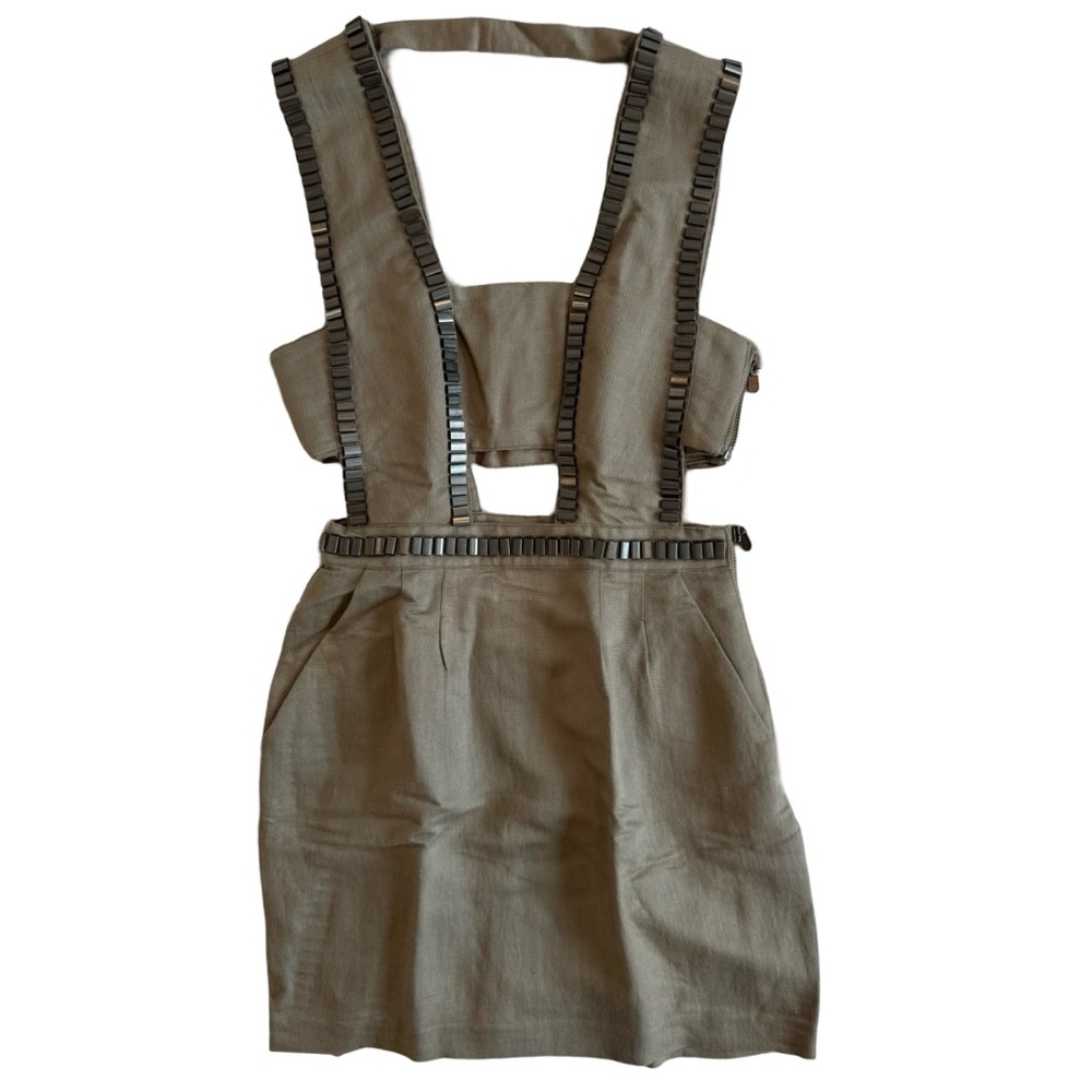 Sass & Bide Embellished Linen Cut Out Mini Dress
